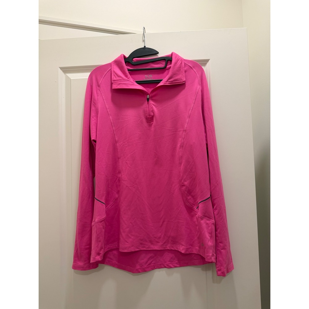 C9 Champion Womens Pink Quarter Zip Long Sleeve Athletic Pullover Top Large